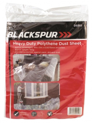 Blackspur 4M X 5M X 0.0075mm Polythene Dust Sheet