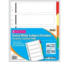 Tiger Card Dividers With Plastic Tabs 5 Part Extra Wide