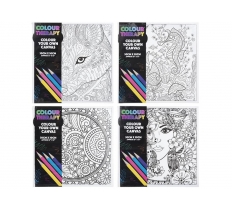 Colour Therapy Colour Your Own Canvas 30cm X 30cm 4 Assorted