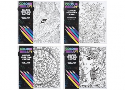 Colour Therapy Colour Your Own Canvas 30cm X 30cm 4 Assorted