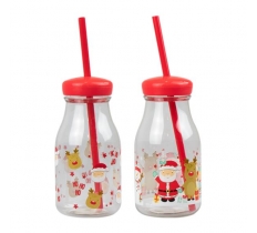 Kids Plastic Milk Jar & Straw