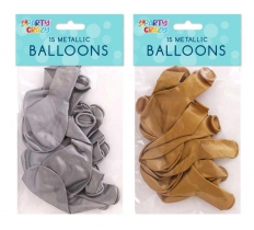 15 Pack 9" Mettalic Round Balloons