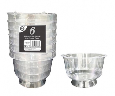 6Pc 200ml ( 7oz ) Plastic Ice Cream Cups