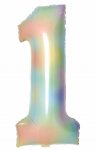 35" Large Number 1 Pastel Rainbow Foil Balloon