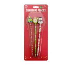 Christmas Pencils With Erasers 3 Pack