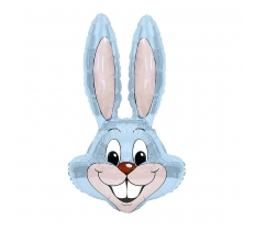 35" Pastel Blue Bunny Rabbit Head Foil Balloon Packaged