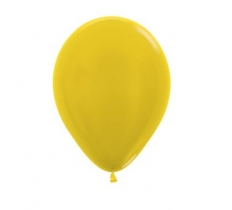 Metallic Solid Yellow 12" Latex Balloons 30cm- 25 Pack Pc