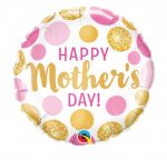 Qualatex 18" Round Mothers Day Pink & Gold Dots Balloon