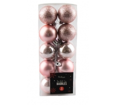 Rose Gold Baubles 4cm 10 Pack