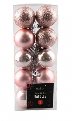 Rose Gold Baubles 4cm 10 Pack