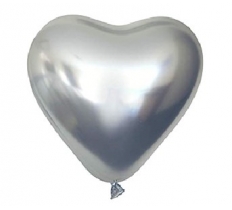 Kalisan 12 Heart Mirror (Chrome) Balloons - Silver 25CT