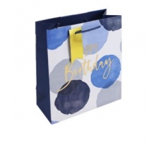 Blue W Colour Happy Birthday Medium Gift Bag