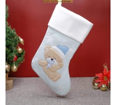 Deluxe Plush Blue Fluffy Teddy Stocking 40cm X 25cm