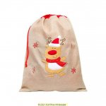 Deluxe Plush Hessian Reindeer Christmas Sack 50cm X 70cm