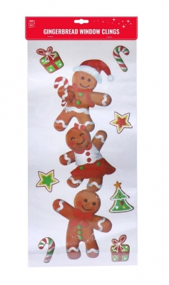 Gingerbread Window Cling Glitter