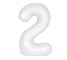 34" Unique Matte White Number 2 Foil Balloon