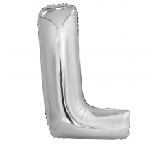 Silver Letter L Shaped Foil Balloon 34" Pack aged
