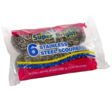 SUPERBRIGHT STAINLESS STEEL SCOURERS 6 PACK