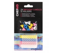 Chef Aid 24 Birthday Candles And 12 Holders
