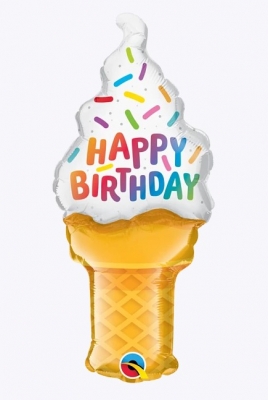 Birthday 14" Ice Cream Cone Foil Balloon