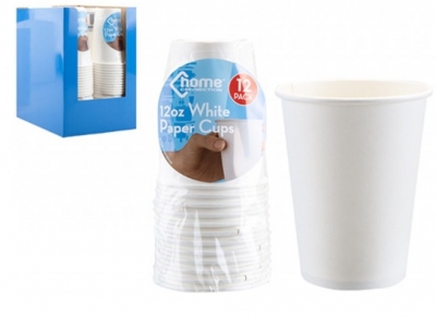 White Paper Cups 12oz 12 Pack