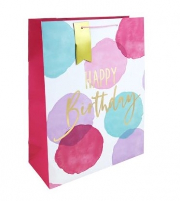 Pink W Colour Happy Birthday XL Gift Bag