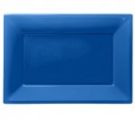 Bright Blue Plastic Serving Platters - Pack g/3