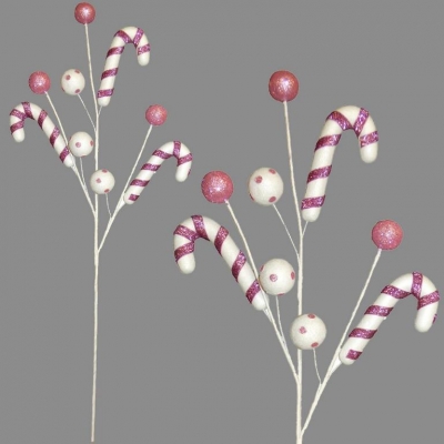 65CM CANDY CANE BALL PICK PINK