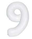 34" Unique Matte White Number 9 Foil Balloon