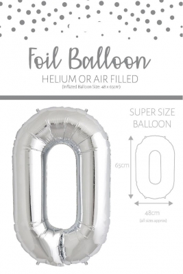 25" Number 0 Silver Foil Balloon