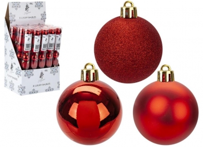 Christmas Baubles Decorations Set Of 8 Red 5cm