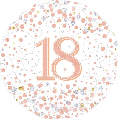 Oaktree 18" 18Th Birthday White & Rose Gold Foil Balloon