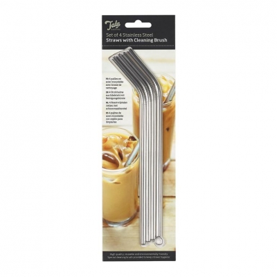 Tala Stainless Steel Straws Set Of 4 & Cleaning Brush