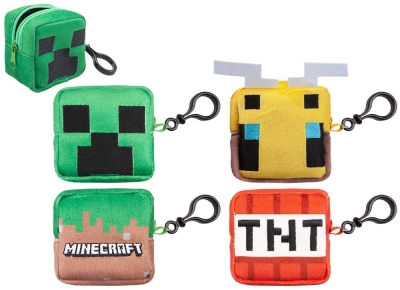 Minecraft Plush Coin Purse With Clip 8cm 4 Assorted