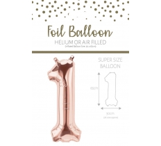 25" Number 1 Rose Gold Foil Balloon