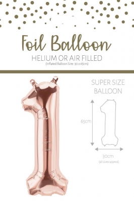 25" Number 1 Rose Gold Foil Balloon