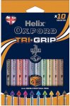 Helix Oxford Tri Grip Pens X10 Multi Coloured Box