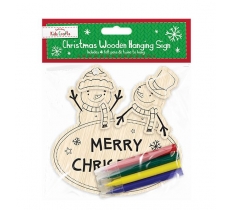 Christmas Colour-In Wooden Hanging Plaque 15cm x 14cm