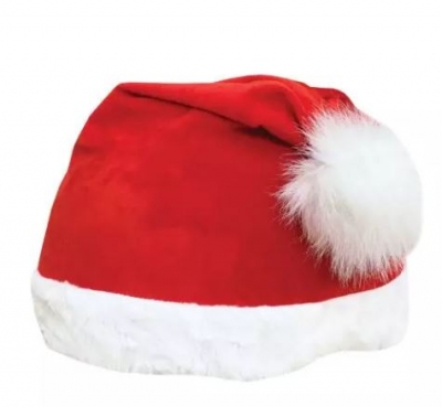 FELT SANTA HAT WITH FUR TRIM