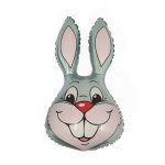 14" Silver / Grey Bunny Rabbit Head Foil Balloon