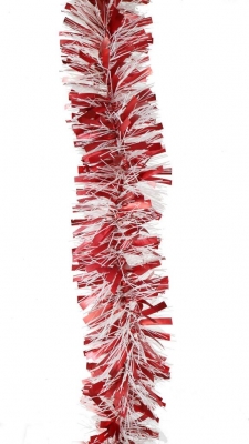 RED-WHITE TINSEL 2m MIX CUT