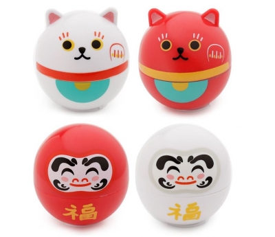 Maneki Neko Lucky Cat & Japanese Daruma Lip Balm In Shaped