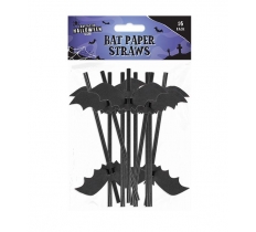 Halloween Bat Paper Straws 16 Pack