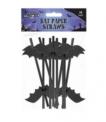 Halloween Bat Paper Straws 16 Pack