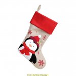 Deluxe Plush Hessian Red Top Penguin Stocking 40cm X 25cm