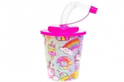 3D Cup W Straw & Lid Unicorn