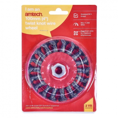 Amtech 4" ( 100mm ) Twist Knot Wire Wheel