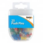 Tiger Essential 25 Push Pins Coloured