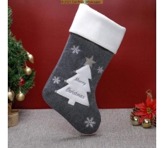 Deluxe Plush Grey White Top Tree Stocking 40cm X 25cm