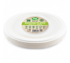 Plates Bagasse White 18cm 20 Pack